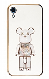 Eiroo iPhone XR Candy Bear Standlı Beyaz Silikon Kılıf