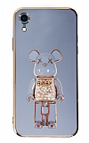 Eiroo iPhone XR Candy Bear Standlı Mavi Silikon Kılıf
