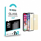 Eiroo iPhone XS Max Ön + Arka Full Tempered Glass Gold Cam Ekran Koruyucu