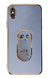 Eiroo iPhone X/XS Baby Panda Standlı Mavi Silikon Kılıf