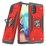 Eiroo Kickstand Samsung Galaxy A21s Ultra Koruma Kırmızı Kılıf