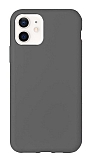 Eiroo Lansman iPhone 12 / iPhone 12 Pro 6.1 inç Koyu Gri Silikon Kılıf