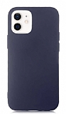 Eiroo Lansman iPhone 12 / iPhone 12 Pro 6.1 inç Lacivert Silikon Kılıf