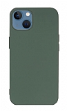 Eiroo Lansman iPhone 13 Mini 5.4 in Koyu Yeil Silikon Klf