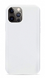 Eiroo Lansman iPhone 13 Pro Max 6.7 in Beyaz Silikon Klf