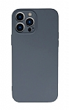 Eiroo Lansman iPhone 13 Pro Max Kamera Korumalı Gri Silikon Kılıf