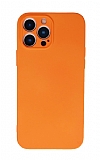 Eiroo Lansman iPhone 13 Pro Max Kamera Korumal Turuncu Silikon Klf