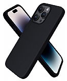 Eiroo Lansman iPhone 14 Pro Max Siyah Silikon Klf