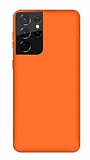 Eiroo Lansman Samsung Galaxy S21 Ultra Turuncu Silikon Kılıf