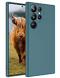 Eiroo Lansman Samsung Galaxy S23 Ultra Kamera Korumalı Yeşil Silikon Kılıf