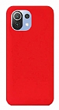 Eiroo Lansman Xiaomi 11 Lite 5G NE Kırmızı Silikon Kılıf