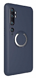 Eiroo Lansman Xiaomi Mi Note 10 Pro Selfie Yüzüklü Lacivert Silikon Kılıf