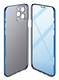 Eiroo Led iPhone 12 Pro Max 360 Rubber Cam Mavi Kılıf