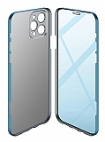 Eiroo Led iPhone 13 Pro Max 360 Rubber Cam Mavi Kılıf