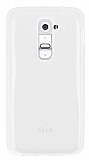 LG G2 Ultra İnce Şeffaf Beyaz Silikon Kılıf