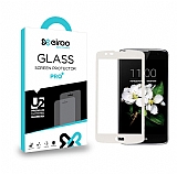 Eiroo LG K7 Tempered Glass Beyaz Full Cam Ekran Koruyucu