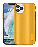 Eiroo Line iPhone 11 Pro Sarı Silikon Kılıf