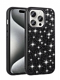 Eiroo Linea iPhone 13 Pro Taşlı Siyah Silikon Kılıf