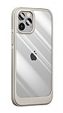 Eiroo Lion iPhone 12 Pro Max 6.7 inç Silikon Cam Beyaz Kılıf