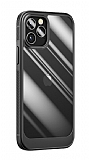 Eiroo Lion iPhone 12 Pro Max 6.7 inç Silikon Cam Siyah Kılıf