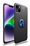 Eiroo Liquid Ring iPhone 14 Plus Standlı Siyah-Mavi Silikon Kılıf