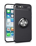 Eiroo Liquid Ring iPhone 7 / 8 Standlı Siyah Silikon Kılıf