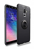 Eiroo Liquid Ring Samsung Galaxy A6 Plus 2018 Standlı Siyah Silikon Kılıf