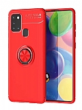 Eiroo Liquid Ring Samsung Galaxy M31 Standlı Kırmızı Silikon Kılıf