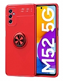 Eiroo Liquid Ring Samsung Galaxy M52 5G Standlı Kırmızı Silikon Kılıf