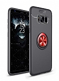 Eiroo Liquid Ring Samsung Galaxy S8 Standlı Kırmızı-Siyah Silikon Kılıf
