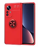 Eiroo Liquid Ring Xiaomi 12 Standlı Kırmızı Silikon Kılıf