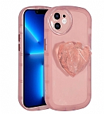 Eiroo Love Series iPhone 11 Kalp Tutuculu Pembe Silikon Kılıf
