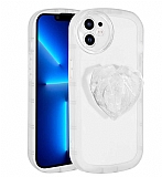 Eiroo Love Series iPhone 12 Kalp Tutuculu Beyaz Silikon Kılıf