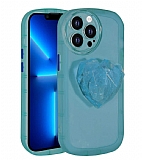Eiroo Love Series iPhone 12 Pro Kalp Tutuculu Mavi Silikon Kılıf