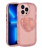 Eiroo Love Series iPhone 13 Pro Max Kalp Tutuculu Pembe Silikon Kılıf