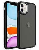 Eiroo Luxe iPhone 11 Buzlu Silikon Kenarlı Siyah Rubber Kılıf