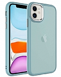 Eiroo Luxe iPhone 11 Buzlu Silikon Kenarlı Mavi Rubber Kılıf