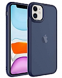 Eiroo Luxe iPhone 11 Buzlu Silikon Kenarlı Lacivert Rubber Kılıf