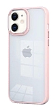 Eiroo Luxe iPhone 12 Pembe Silikon Kenarl Rubber Klf