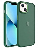 Eiroo Luxe iPhone 13 Buzlu Silikon Kenarlı Yeşil Rubber Kılıf
