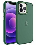 Eiroo Luxe iPhone 13 Pro Buzlu Silikon Kenarlı Yeşil Rubber Kılıf
