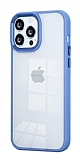 Eiroo Luxe iPhone 13 Pro Mavi Silikon Kenarl Rubber Klf