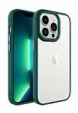Eiroo Luxe iPhone 14 Pro Max Silikon Kenarlı Koyu Yeşil Rubber Kılıf