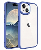 Eiroo Luxe iPhone 15 Plus Silikon Kenarlı Lavender Grey Rubber Kılıf