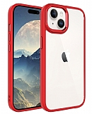 Eiroo Luxe iPhone 15 Silikon Kenarlı Kırmızı Rubber Kılıf