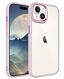 Eiroo Luxe iPhone 15 Silikon Kenarl Pembe Rubber Klf