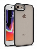 Eiroo Luxe iPhone 7 / 8 Silikon Kenarlı Siyah Rubber Kılıf