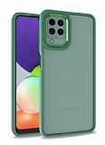 Eiroo Luxe Samsung Galaxy A12 / M12 Yeşil Silikon Kenarlı Rubber Kılıf