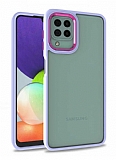 Eiroo Luxe Samsung Galaxy A12 / M12 Lila Silikon Kenarlı Rubber Kılıf
