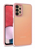 Eiroo Luxe Samsung Galaxy A13 Pembe Silikon Kenarl Rubber Klf